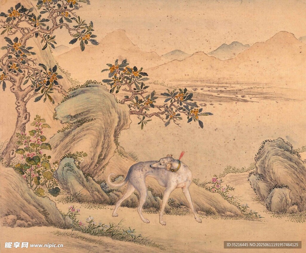 古画中的动物与山水景致
