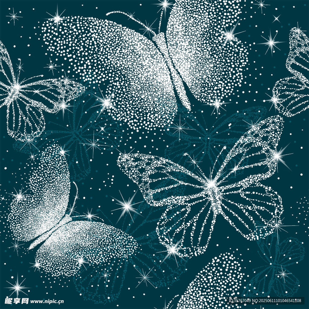 梦幻银蝶星空背景图
