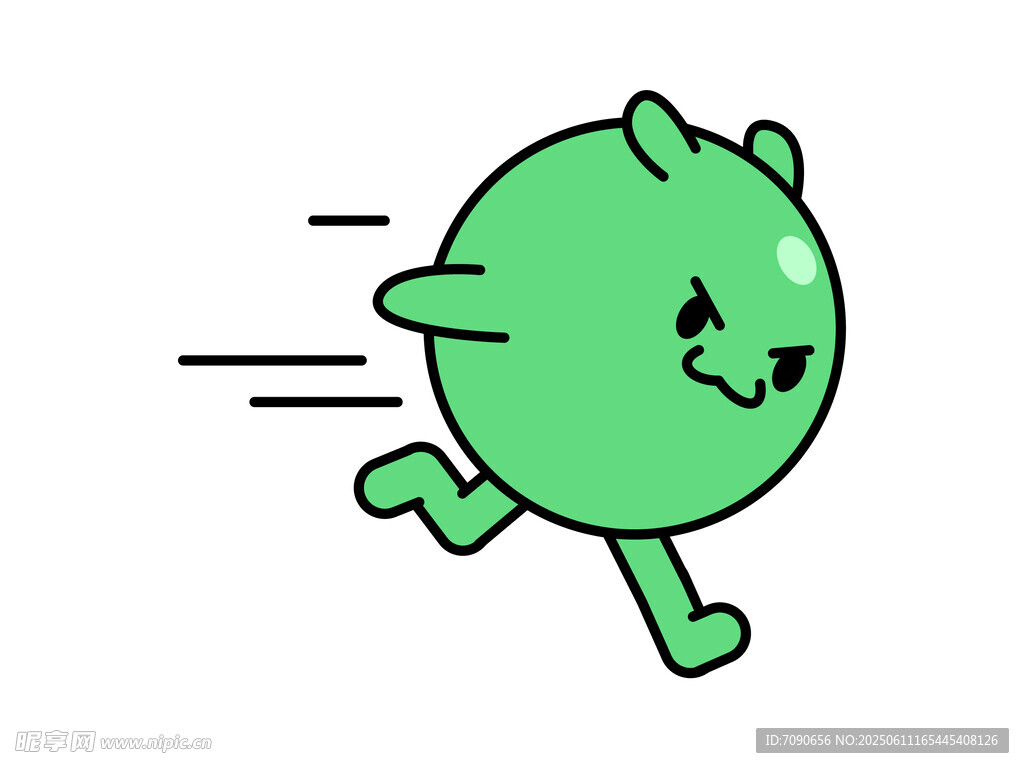 绿色卡通角色快乐奔跑