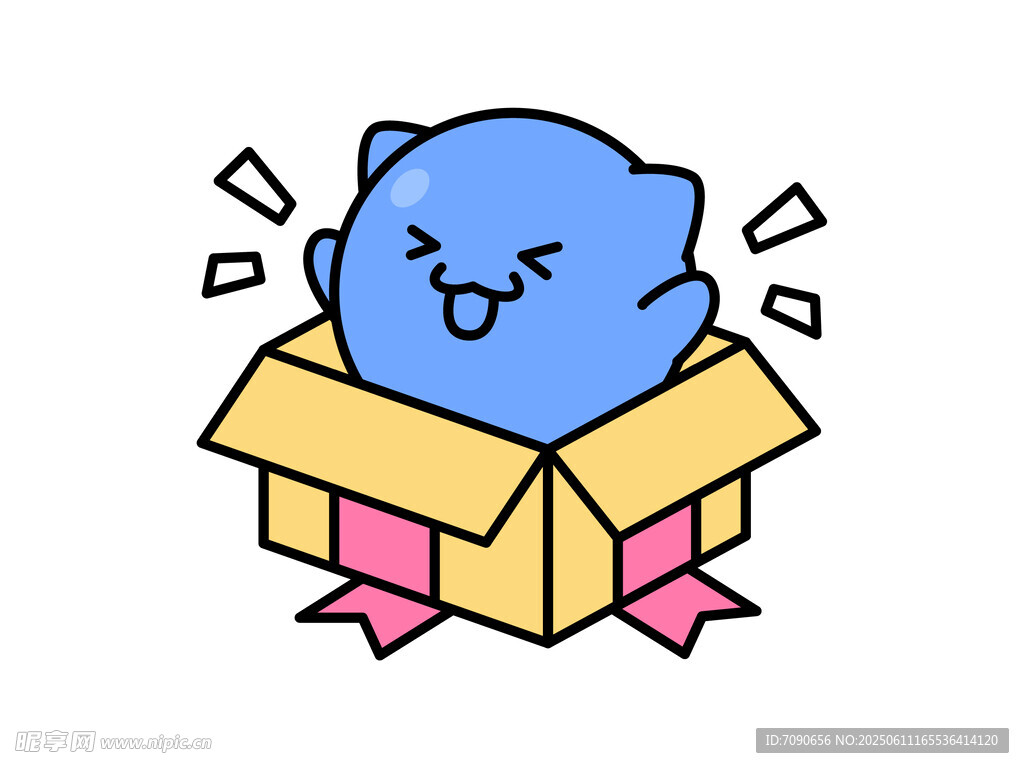 蓝猫惊喜现身礼盒中