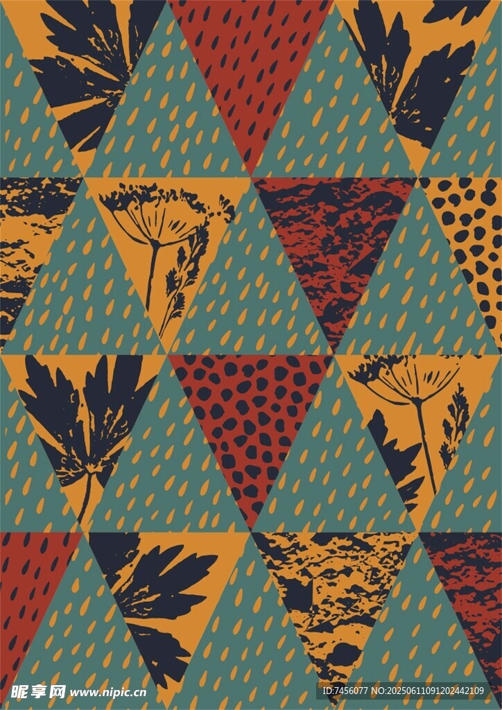 几何三角植物图案纹理