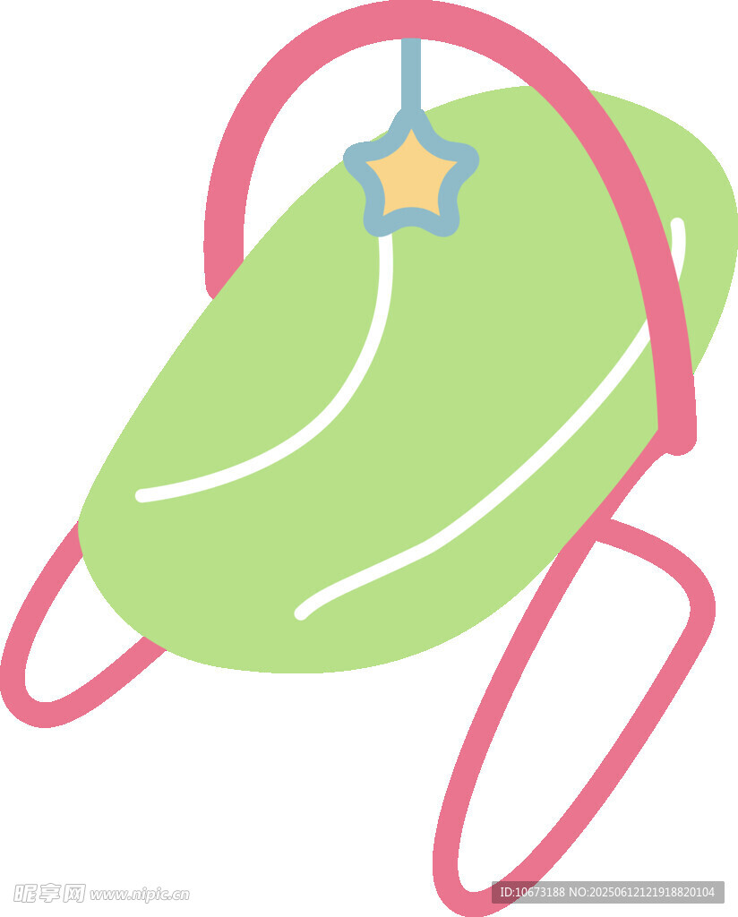 可爱绿色婴儿摇床插画