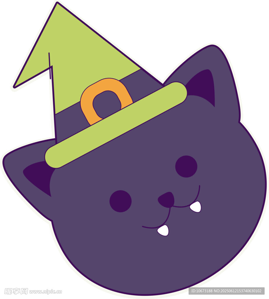 戴巫师帽的可爱黑猫