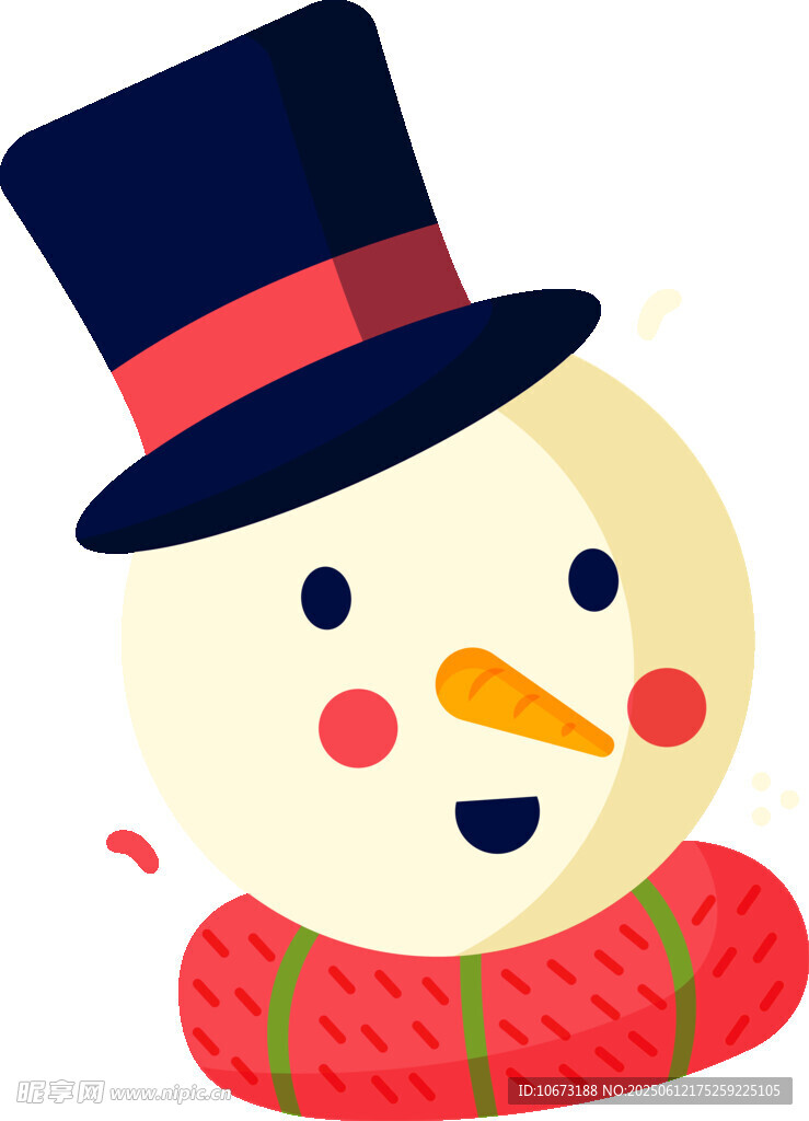 戴帽围巾的可爱雪人