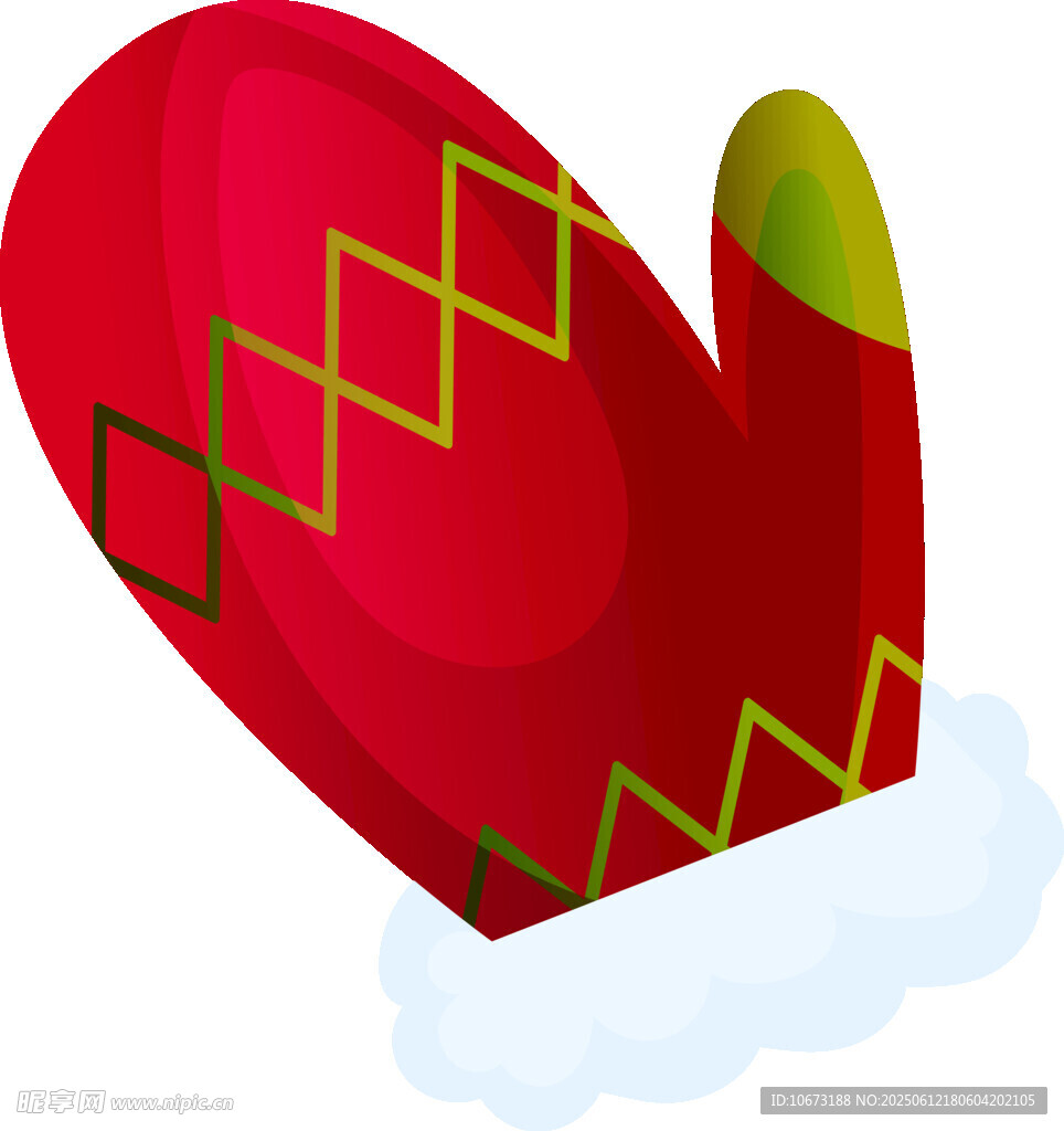 红色花纹保暖手套