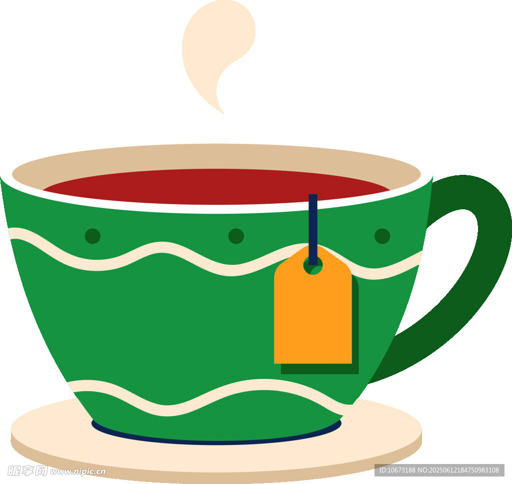 绿色茶杯中的热茶