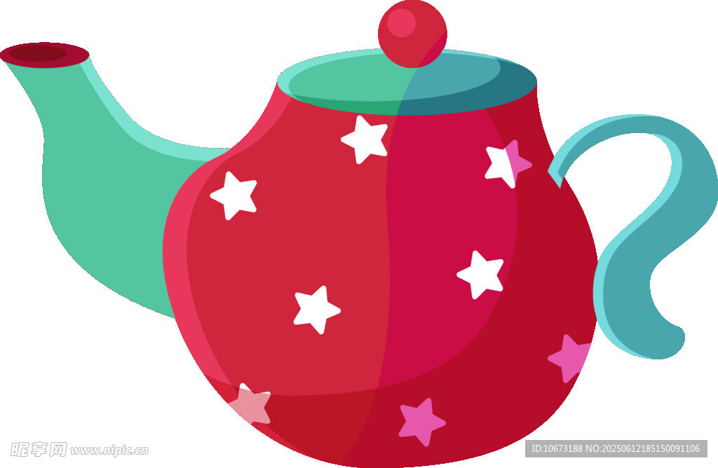 红色星星图案卡通茶壶