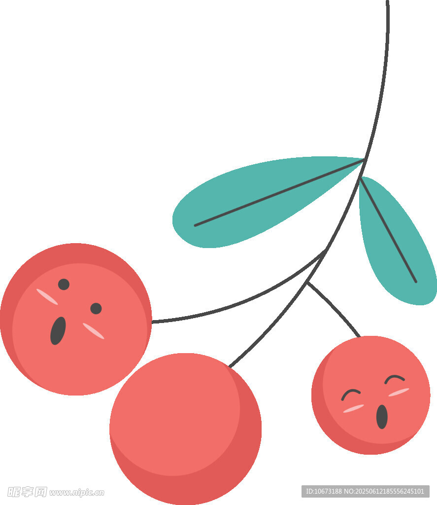 可爱表情樱桃插画