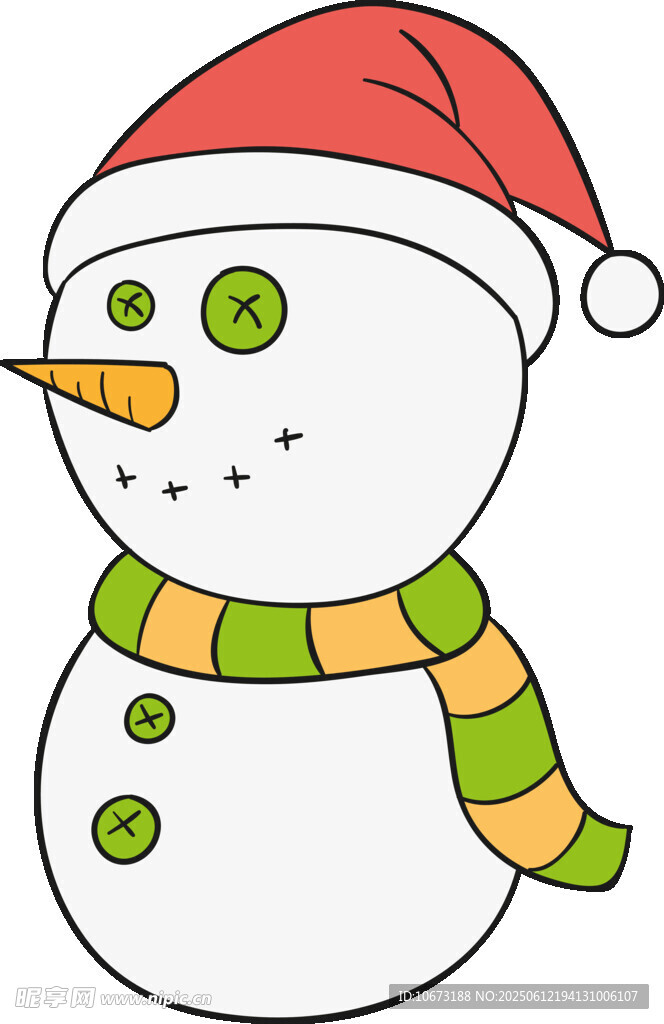 戴帽围巾的可爱小雪人