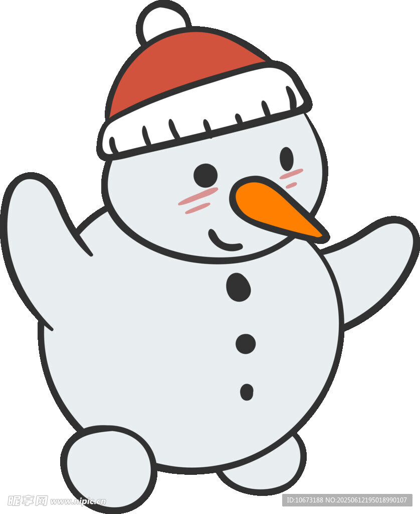 可爱雪人戴圣诞帽