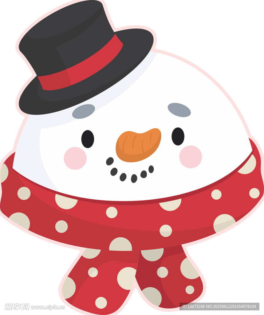 戴礼帽围巾的可爱雪人