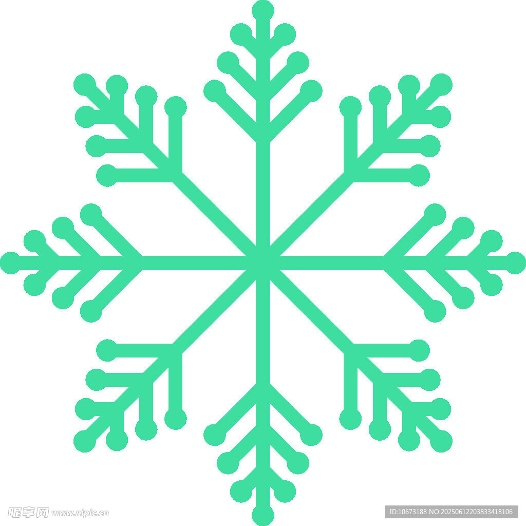 简约薄荷绿雪花图案