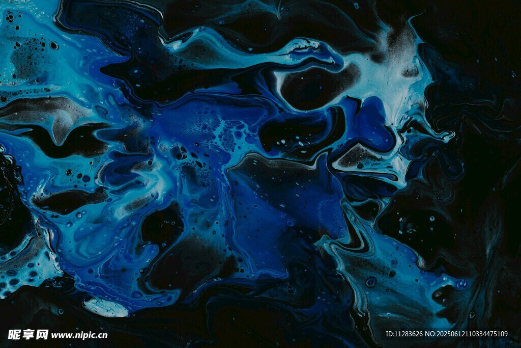 梦幻蓝色抽象流体艺术