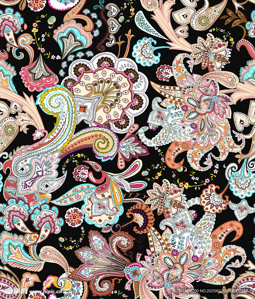 多彩佩斯利花纹图案