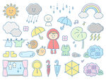 多彩天气与生活元素插画