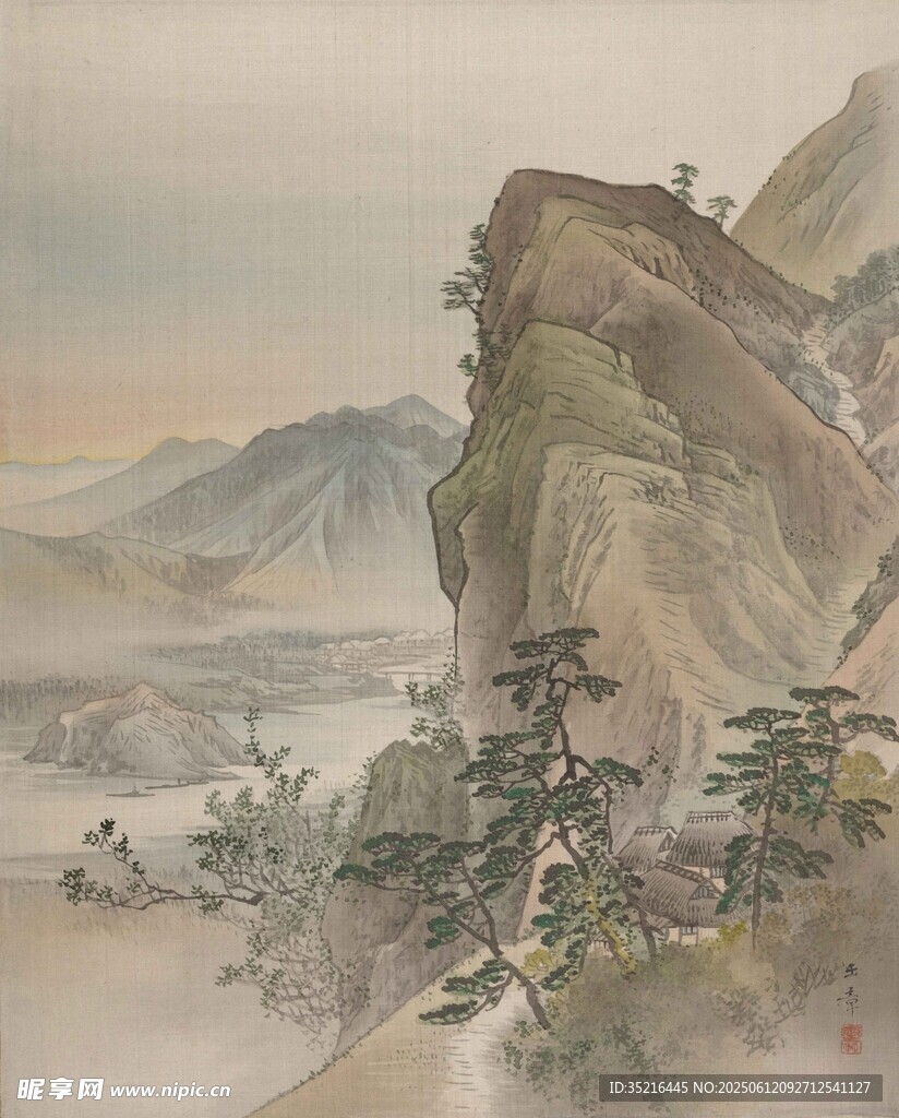 水墨山水间的巍峨奇峰