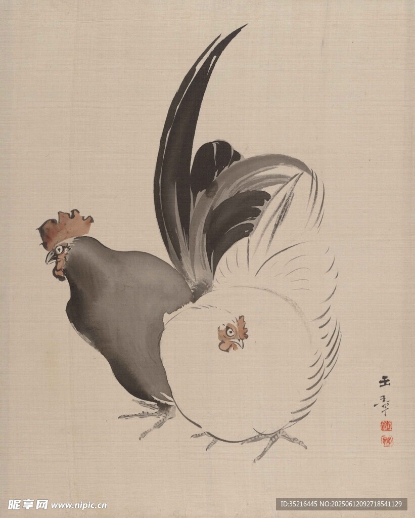 水墨公鸡图