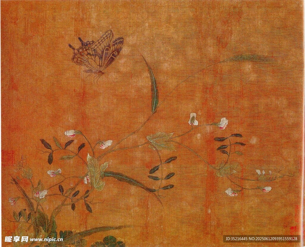 古画花卉飞鸟图