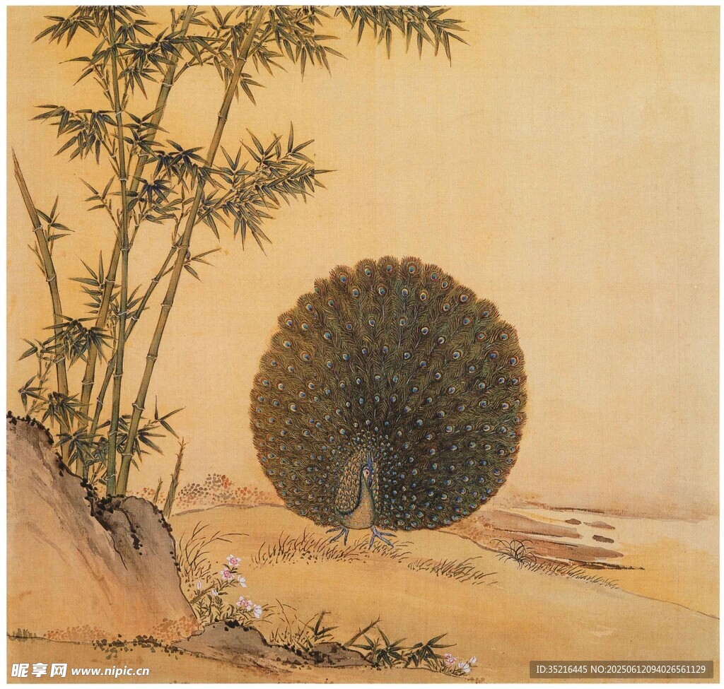 竹旁刺猬图