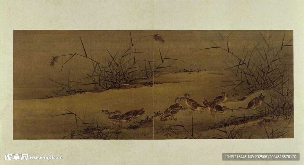 古代狩猎场景水墨画