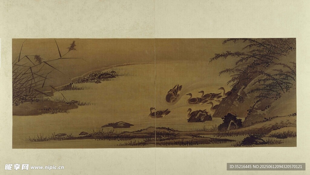 古代山水狩猎场景图
