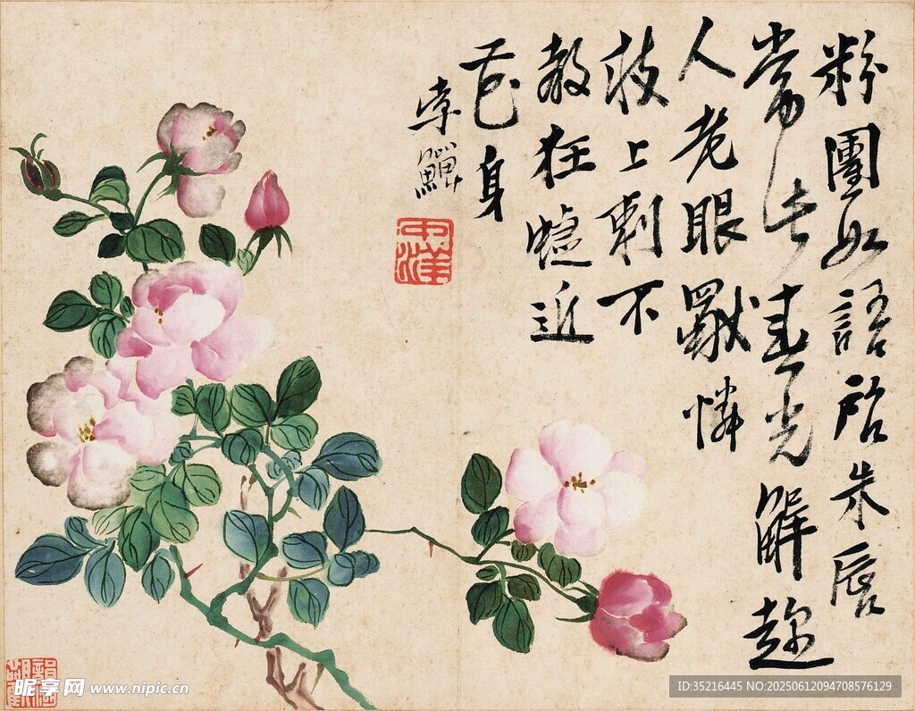 花卉书法图
