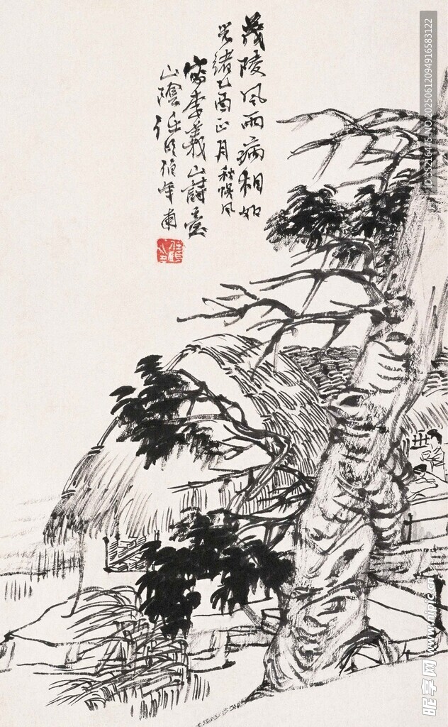 水墨山水国画作品