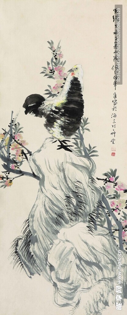 水墨花鸟人物图