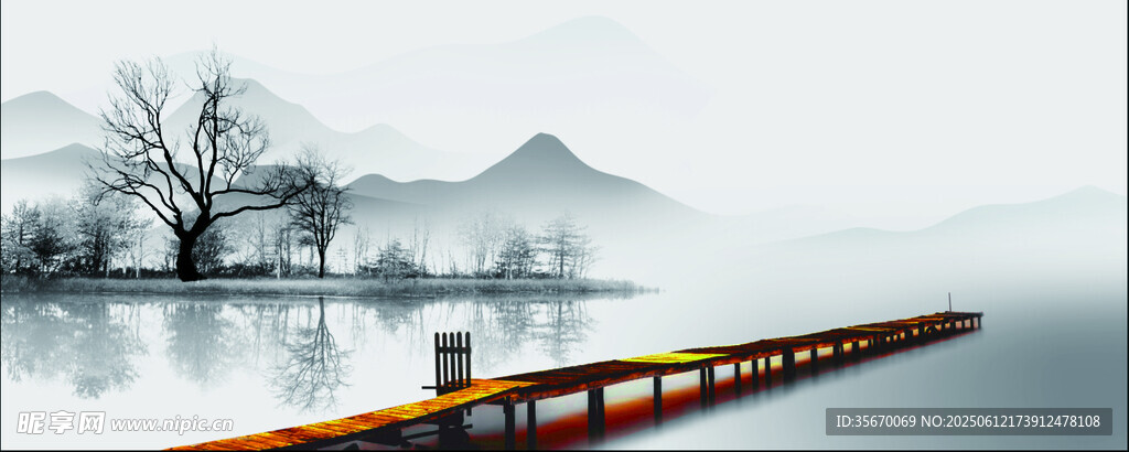 湖畔长桥 静谧山水景致画册