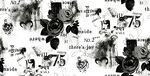 黑白花卉音乐元素图案