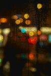 雨夜窗外斑斓灯光景象