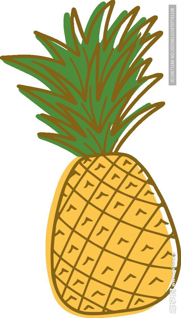 卡通风格黄色菠萝插画