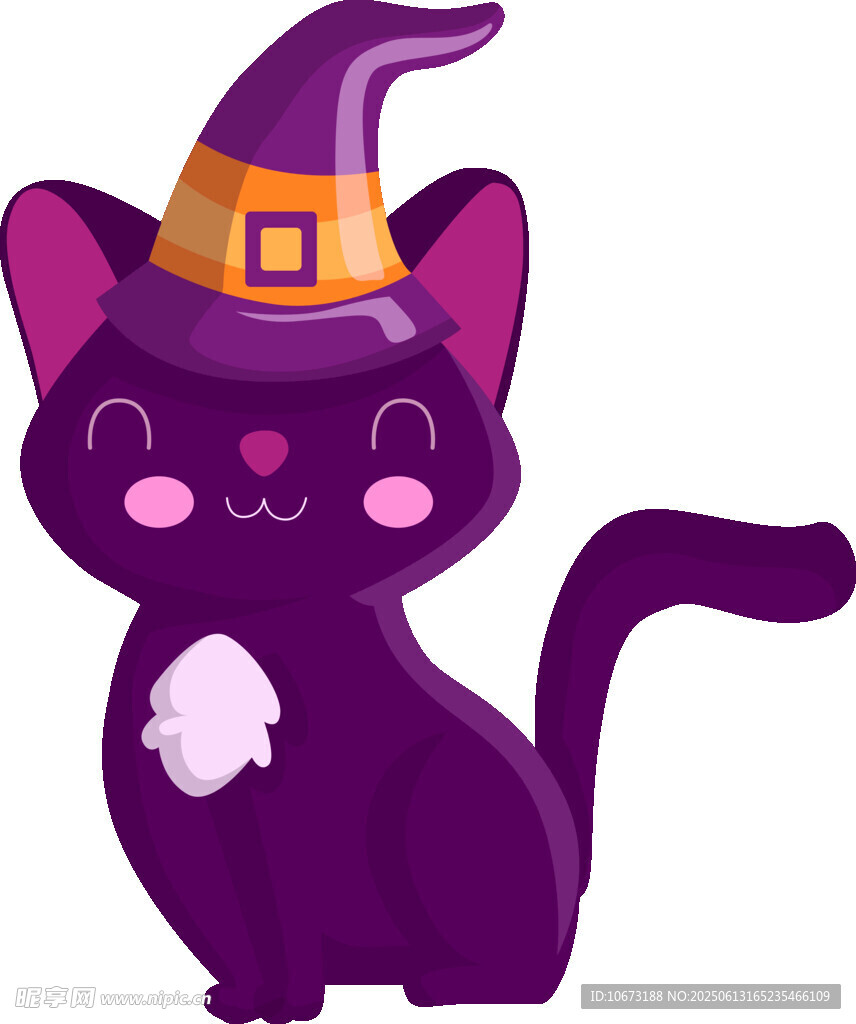 紫色戴帽魔法猫咪