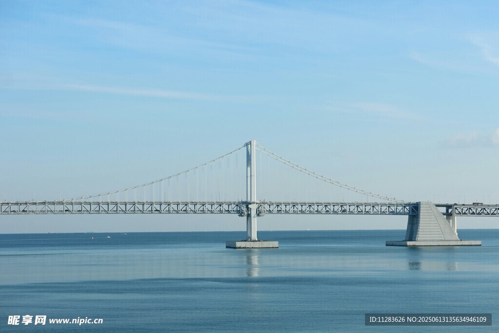跨海大桥横跨蔚蓝海面