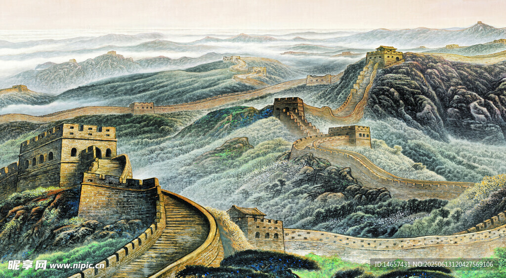 壮丽长城蜿蜒于山峦之间