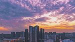 城市日落时分绚丽天际线