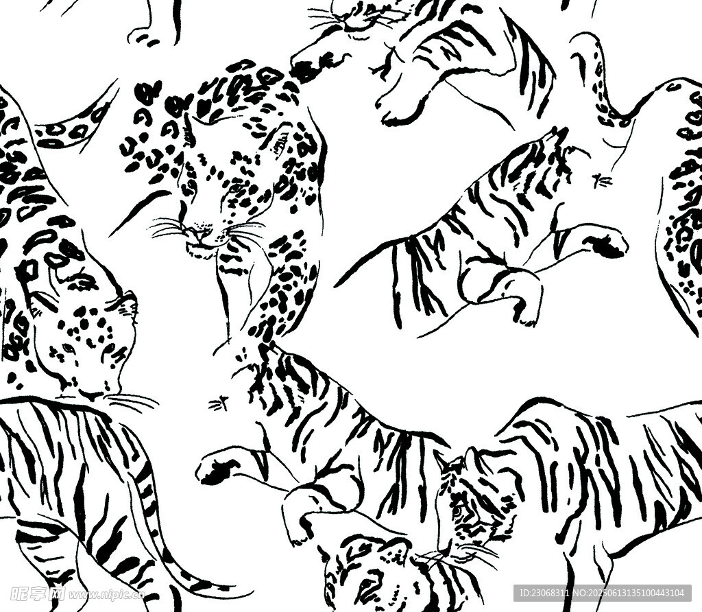 动物线条插画图案