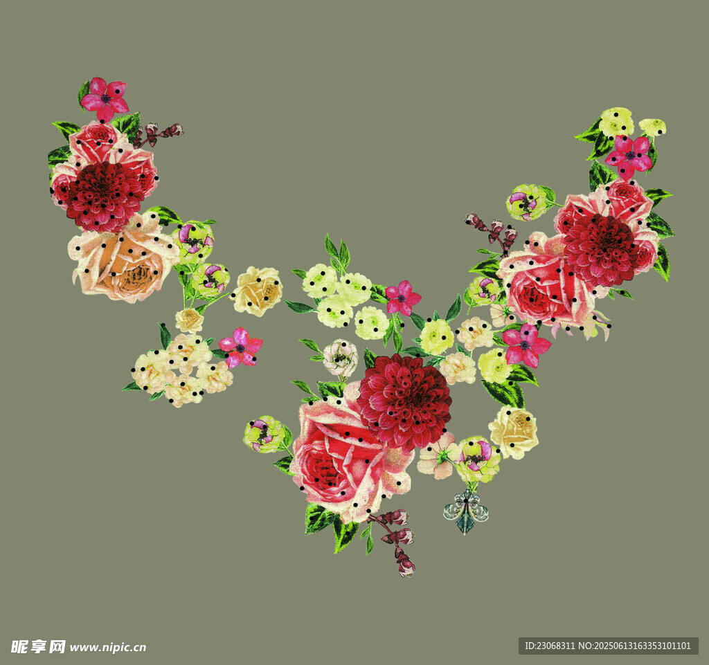 花卉刺绣项链图案设计