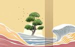 山水间的孤树风景