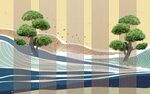 简约山水风景插画