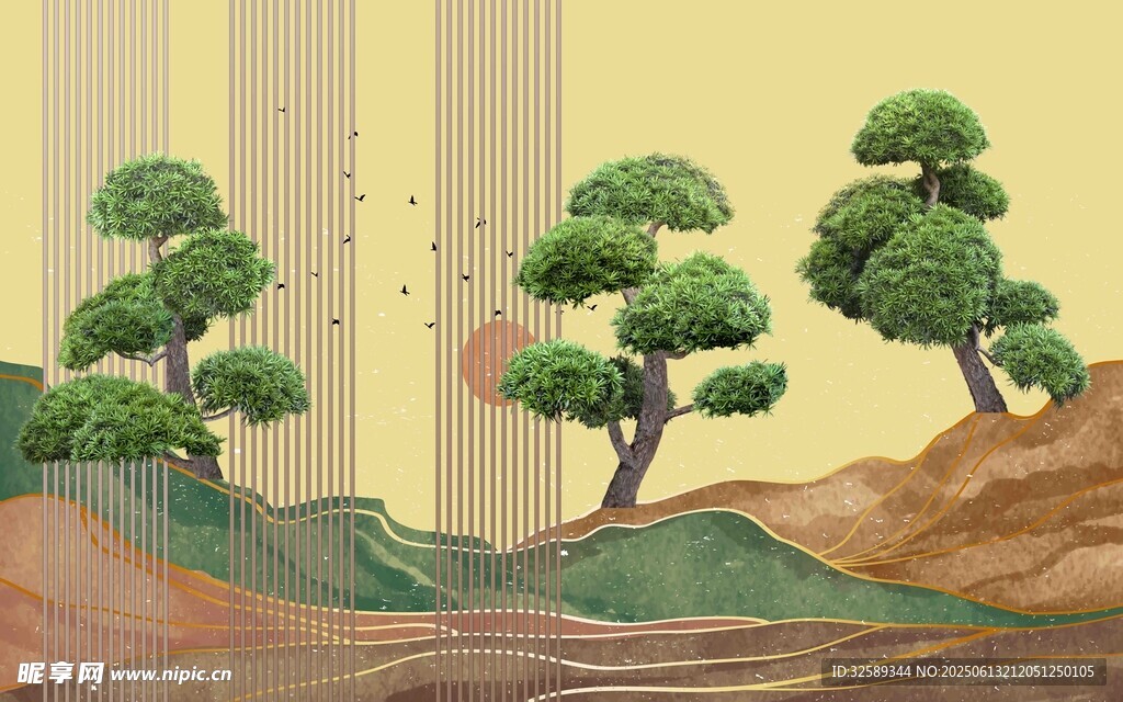 沙漠中的绿意盎然景观