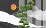 日式枯山水景观中的松树