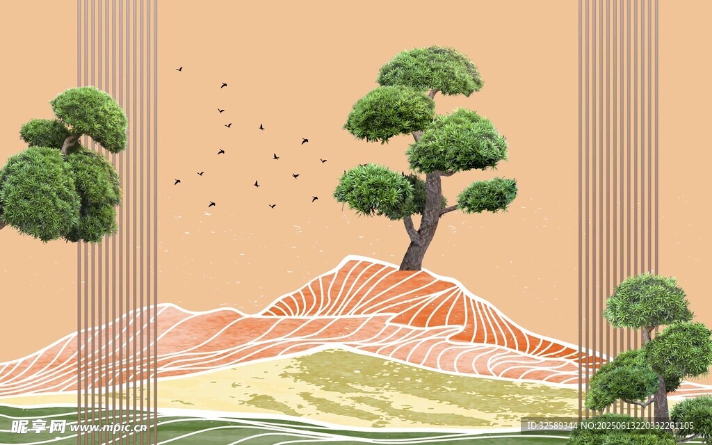 日式山水风景插画