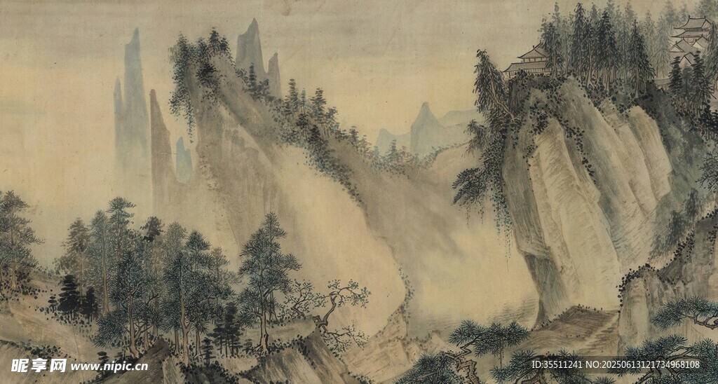 水墨山水国画风景图