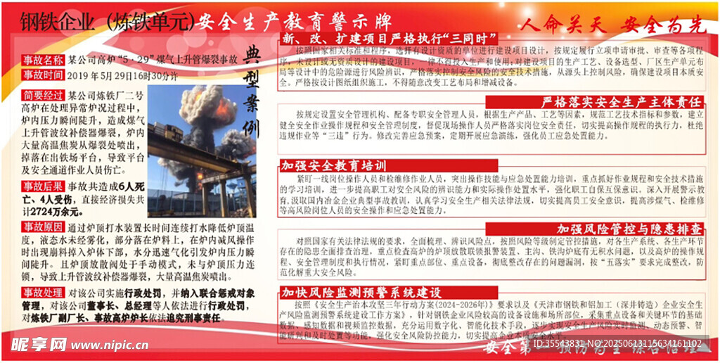 安全生产教育牌   炼铁单元