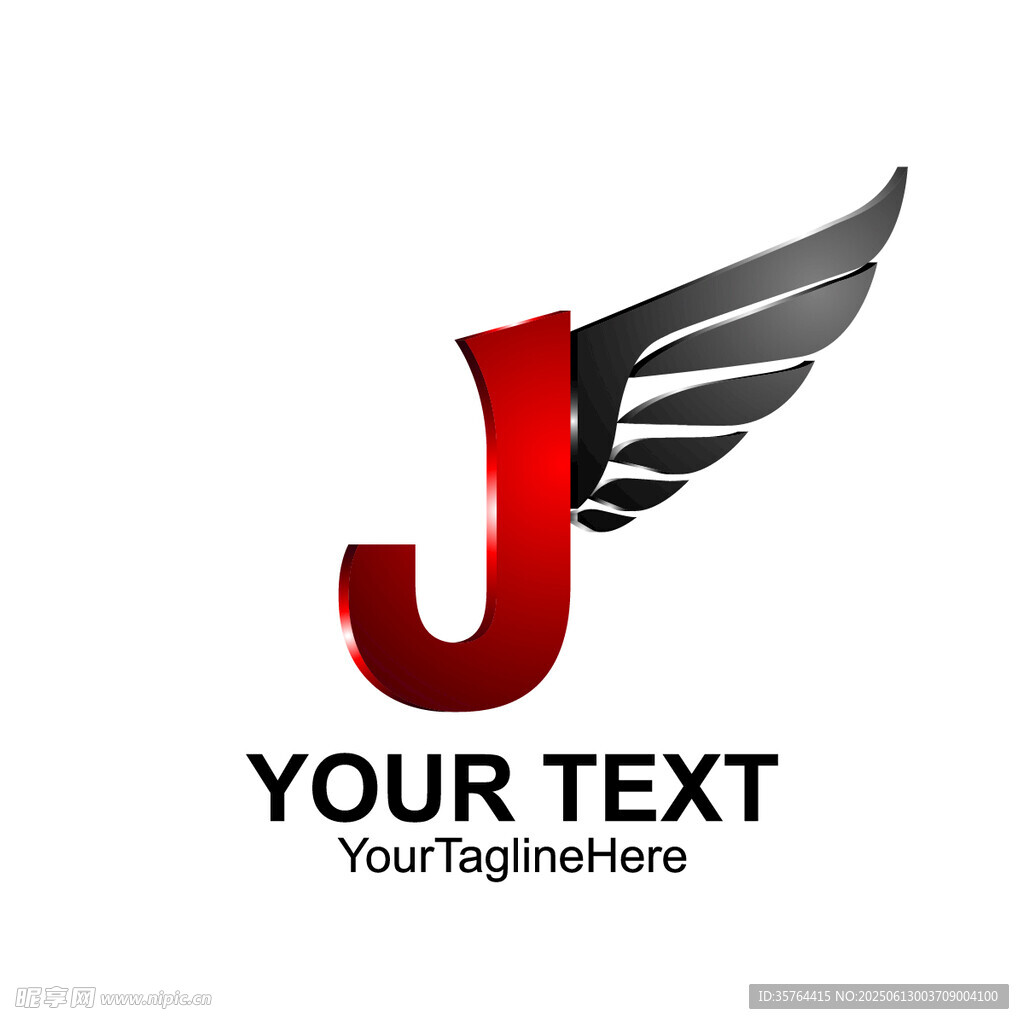 带翅膀的J字母标志设计