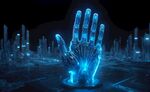 科幻蓝光机械手掌特效图