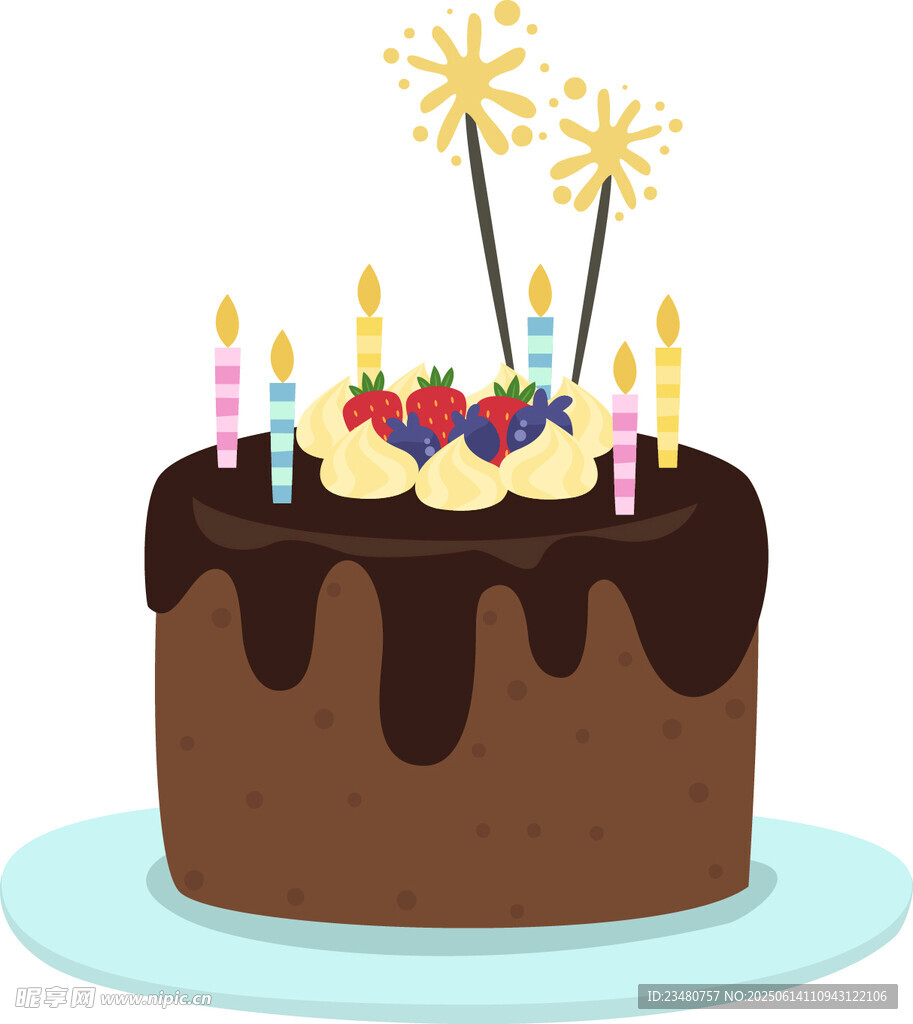 巧克力生日蛋糕插彩色蜡烛
