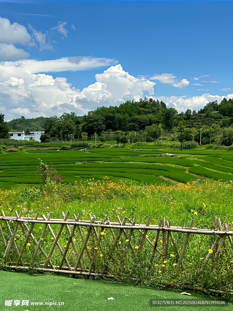 田园风光绿野蓝天美景