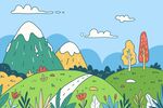 美丽山间草地风景图